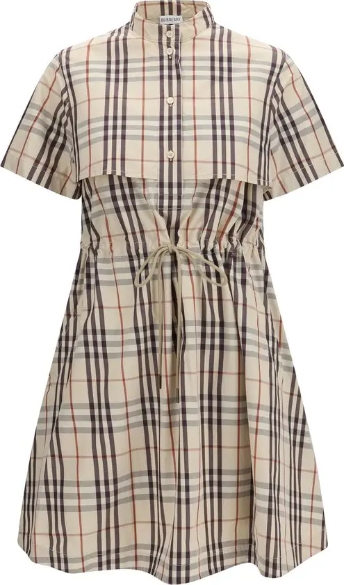 Beige Cotton Casual Dress