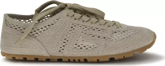 Beige Cotton Athletic Sneakers
