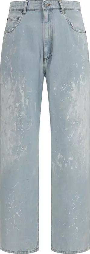 Blue Cotton Straight-Leg Jeans