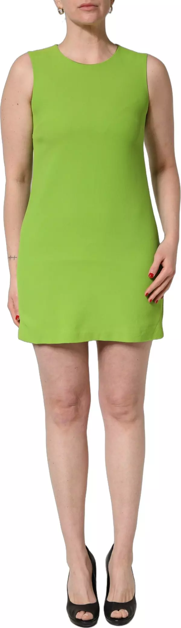 Green Viscose Sleeveless A-line Mini Dress