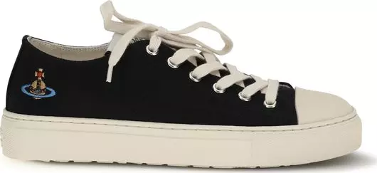 Black Fabric Low Top Sneakers
