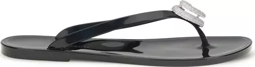 Black Rubber Flat Sandals
