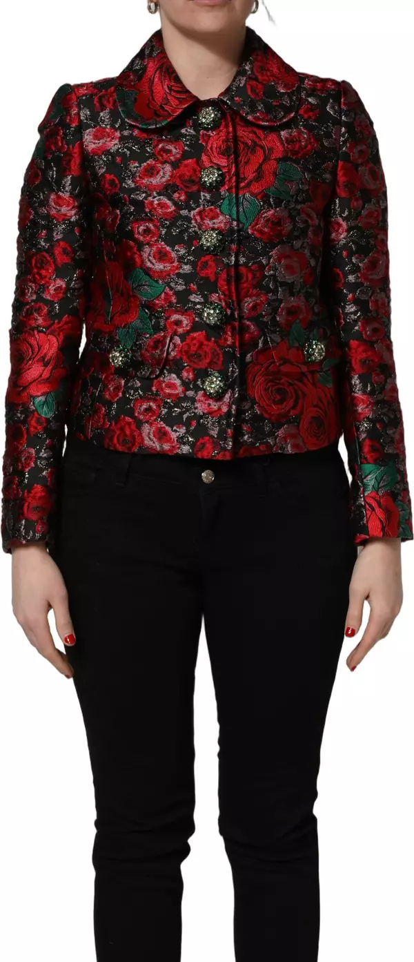 Multicolor Floral Brocade ButtonBlazer Jacket