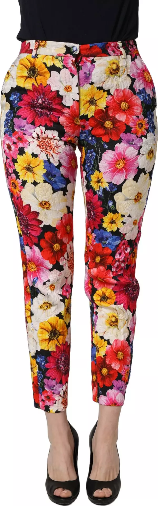 Multicolor Floral Print Tapered Trouser Pants
