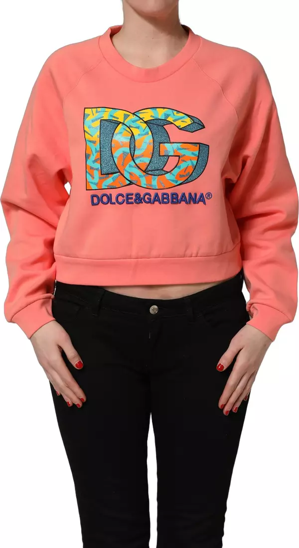 Pink Graphic Crew Neck Cropped Sweatshirt Sweater