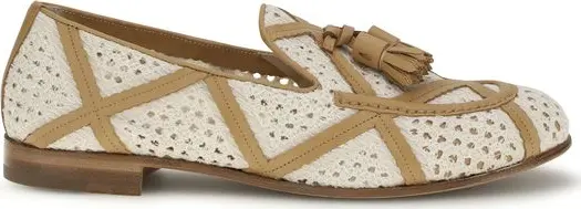 Beige Linen Slip-On Loafers