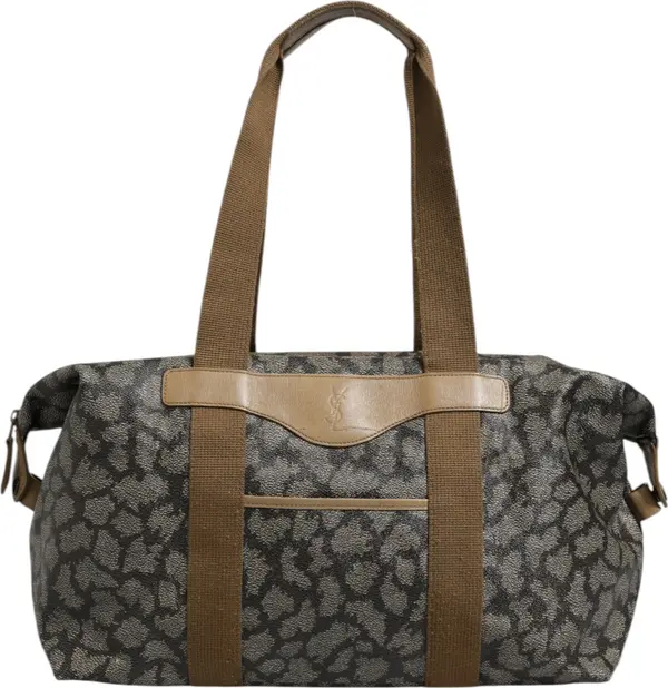 Green and Brown Pattern Canvas Duffel Bag