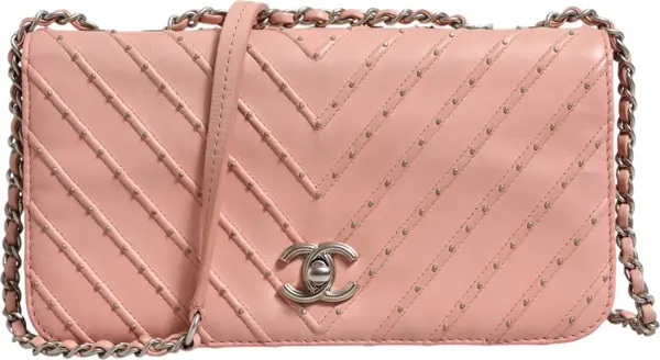 Small Classic Double Flap Bag Light Pink Chevron