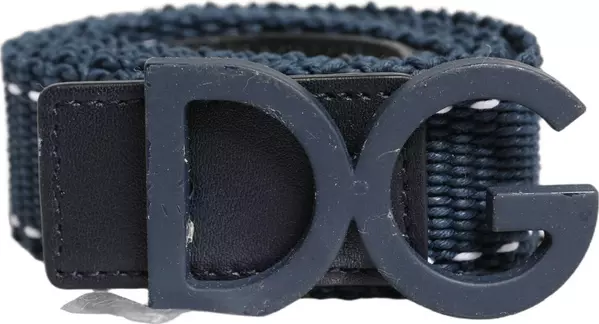 Blue Cotton Canvas DG Logo Metal Buckle Belt