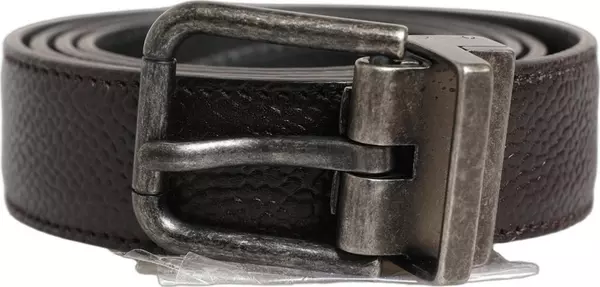 Brown Calf Leather Vintage Style Silver Buckle Belt