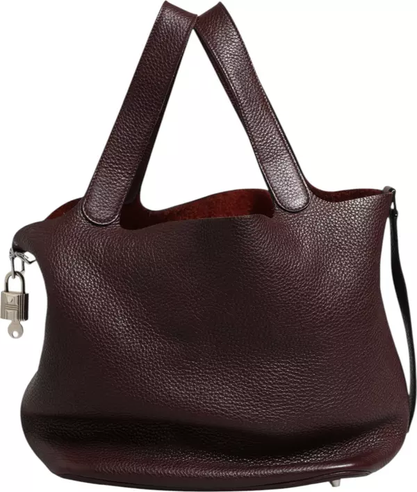 Picotin Taurillon Clemence Chocolate Handbag
