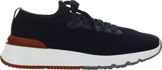 Blue Cotton Low Top Sneakers