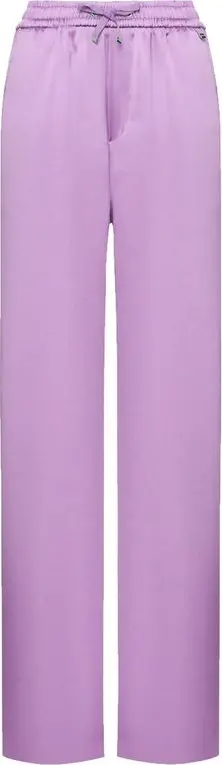 Purple Polyester Casual Pants