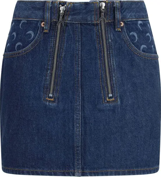 Blue Cotton Mini Skirt