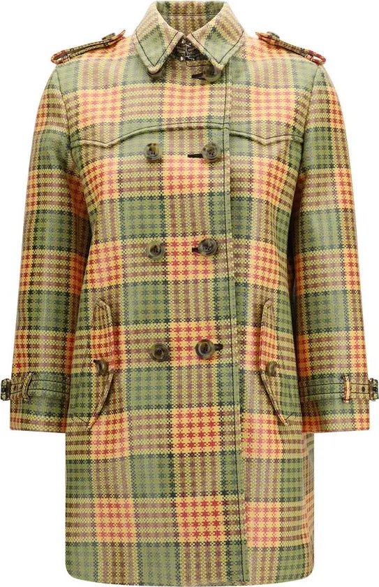 Multicolor Polyester Trench Coat