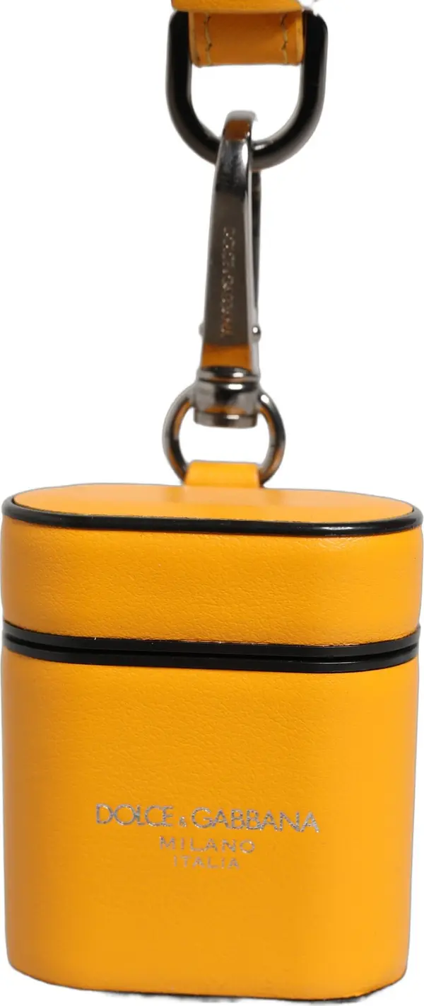 Case Yellow Calf Leather Logo Flip Holder Strap Airpods