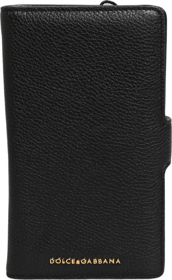 Case Flip Cover Black Calf Leather iPhone11 PRO Phone