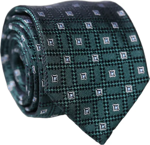 Dark Green Patterned Silk Adjustable Men Necktie Tie