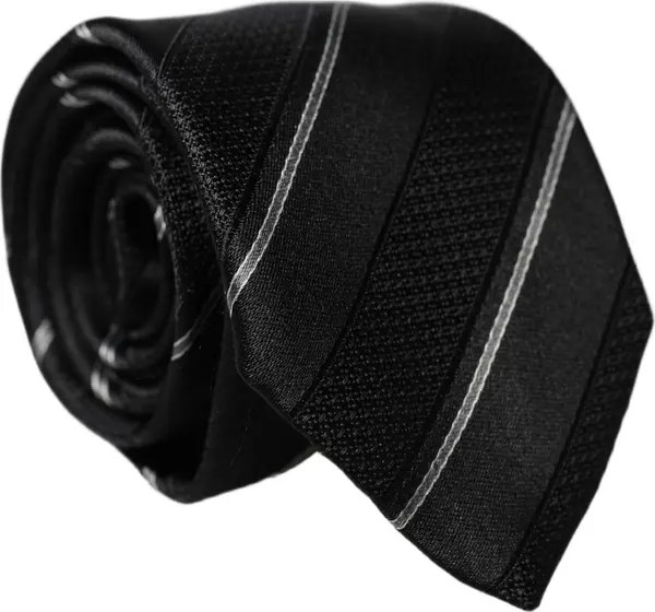 Black White Stripes 100% Silk Adjustable Men Necktie Tie