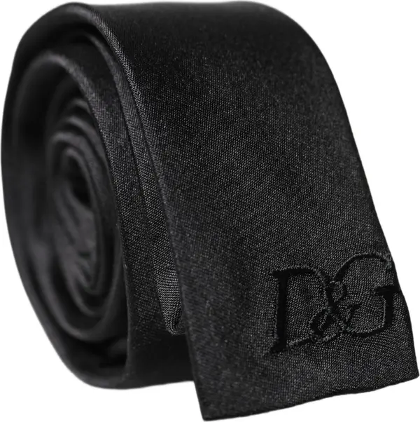 Black D&G Embroidery Silk Adjustable Men Necktie Tie
