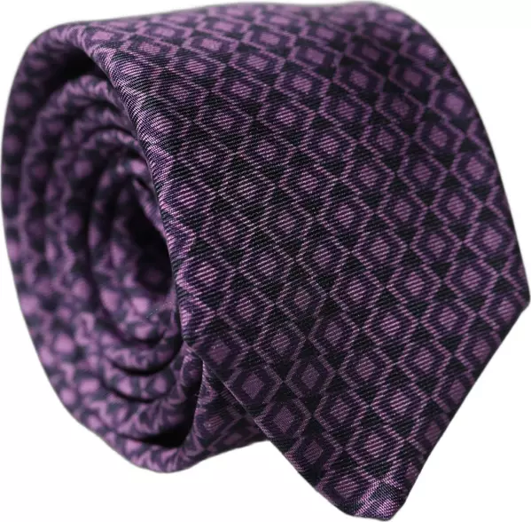 Purple Patterned 100% Silk Adjustable Men Necktie Tie