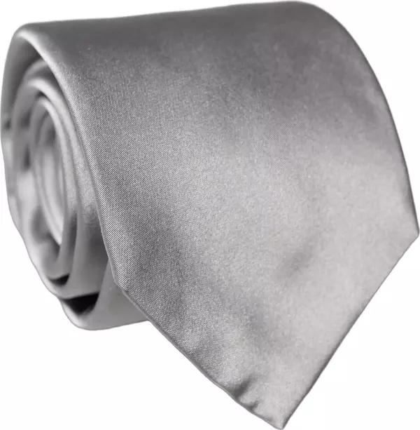 Gray Satin 100% Silk Adjustable Men Tied Necktie Tie