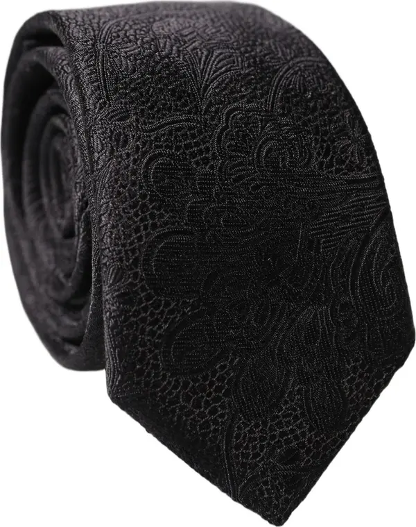 Black Solid 100% Silk Adjustable Men Tied Necktie Tie