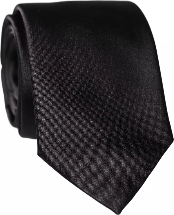 Black Solid 100% Silk Adjustable Men Tied Necktie Tie