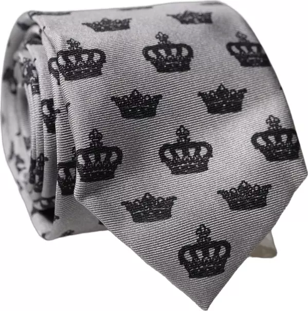 Gray Crown Fantasy Silk Adjustable Men Tied Necktie Tie