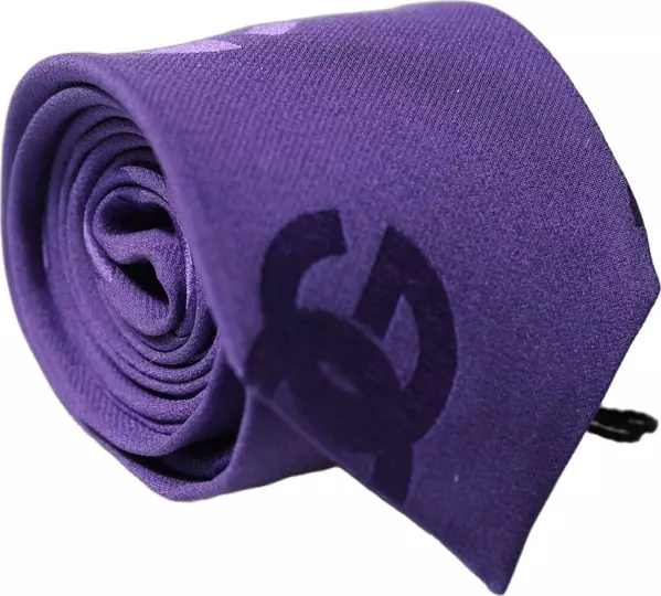 Purple DG Logo Monogram Silk Adjustable Men Necktie Tie