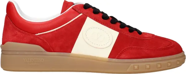Red Leather Low Top Sneakers