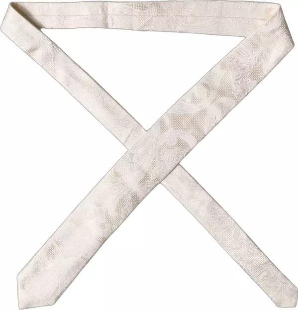 Off White Floral Silk Adjustable Men Tied Necktie Tie