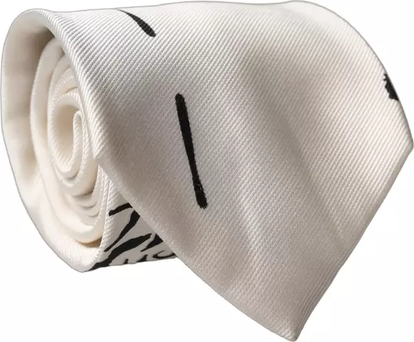 White Tattoo Floral Silk Adjustable Men Tied Necktie Tie