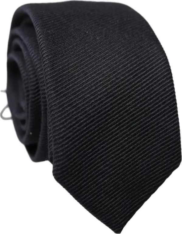 Black Solid 100% Silk Adjustable Men Tied Necktie Tie