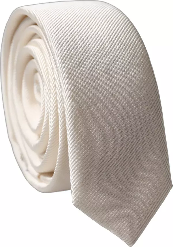 Off White Solid 100% Silk Adjustable Men Tied Necktie Tie