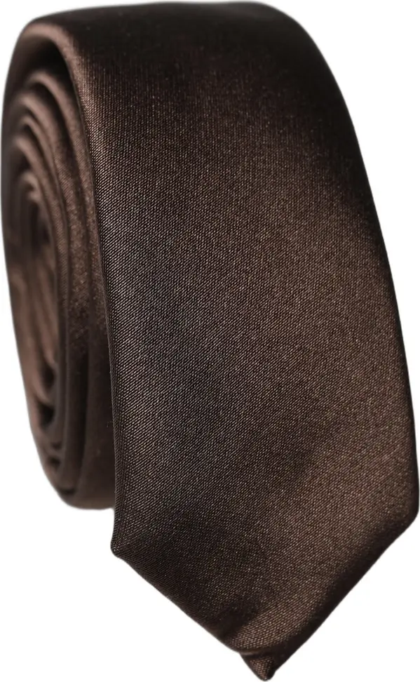 Brown Solid 100% Silk Adjustable Men Tied Necktie Tie