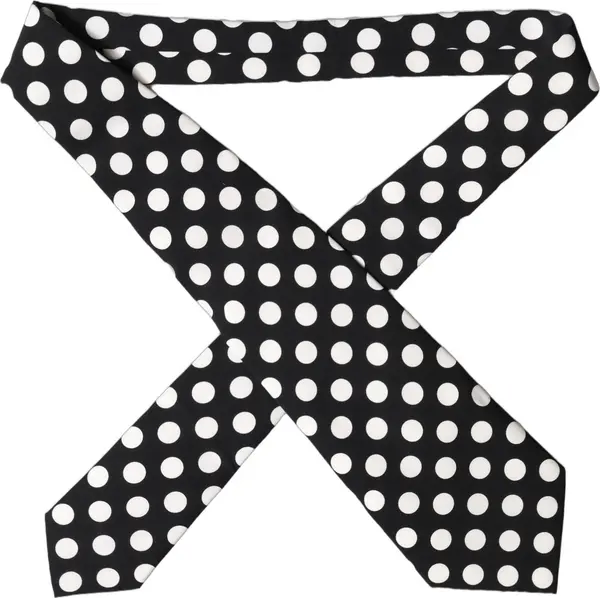 Black White Polka Dot Silk Adjustable Women Necktie Tie