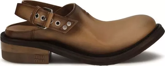Brown Calf Leather Bos Taurus Mules
