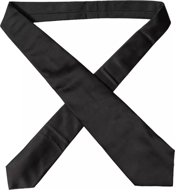 Black Satin Silk Blend Adjustable Women Tied Necktie Tie