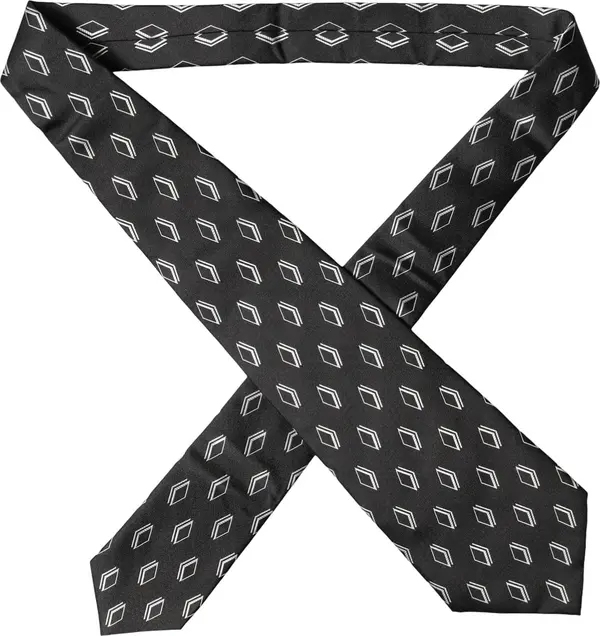 Black Patterned Silk Adjustable Women Tied Necktie Tie