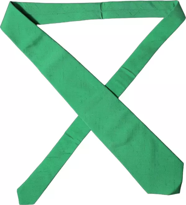 Green Solid Silk Cotton Adjustable Women Necktie Tie