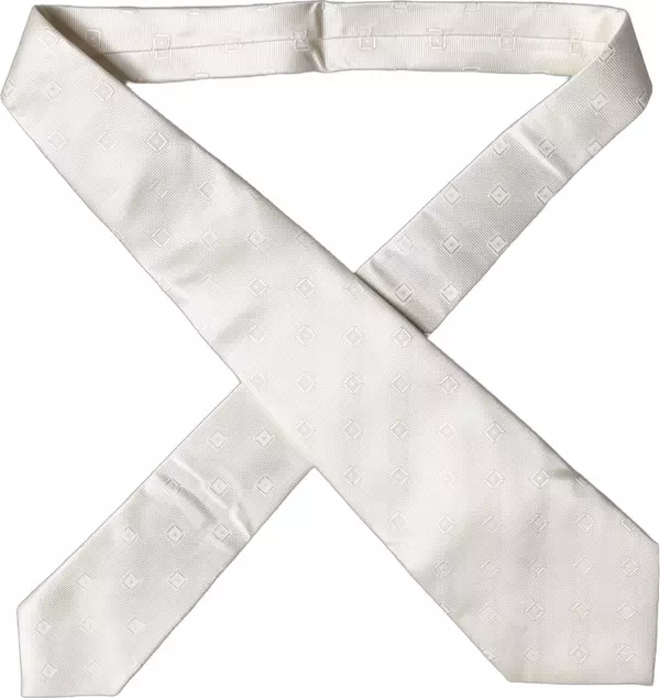 Off White Geometric Silk Adjustable Women Necktie Tie