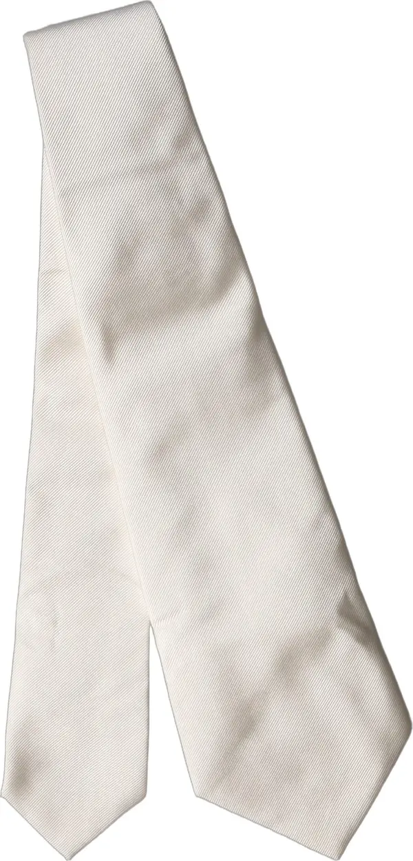 Off White Solid Silk Adjustable Women Tied Necktie Tie