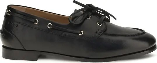 Black Calf Leather Bos Taurus Slip-On Loafers