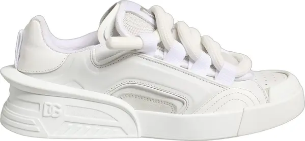White Calfskin Leather Low Top Sneakers Shoes