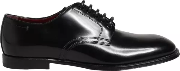 Black Calfskin Leather Derby Men Dress Shoes