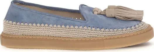 Blue Calf Leather Bos Taurus Slip-On Loafers