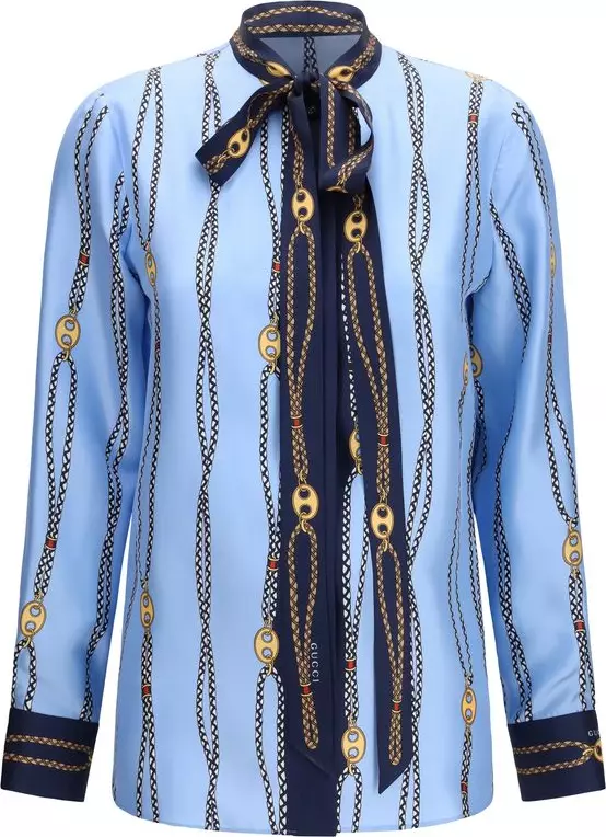Blue Silk Pattern Shirt