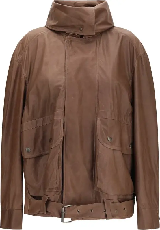 Brown Lamb Ovis Aries Aries Leather Jacket