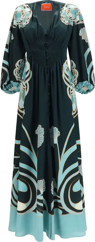 Blue Silk Casual Dress